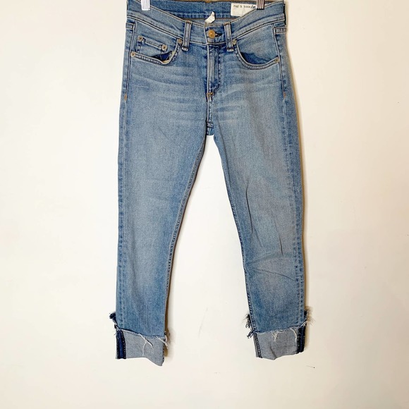 Rag & Bone Stretch Capri Jeans Button Closure Blue - Picture 3 of 8